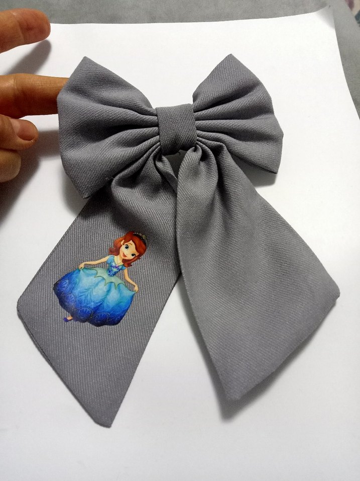 Gri Denim Fiyonk Saç Aksesuarı - Görsel 2