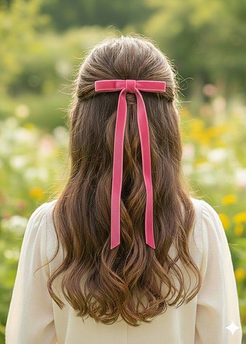 Bej Saten Fiyonk Saç Aksesuarı - Görsel 2