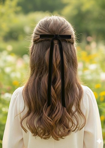 Bej Saten Fiyonk Saç Aksesuarı - Görsel 6