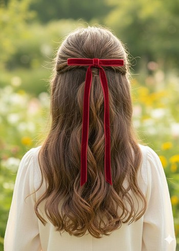 Bej Saten Fiyonk Saç Aksesuarı - Görsel 5