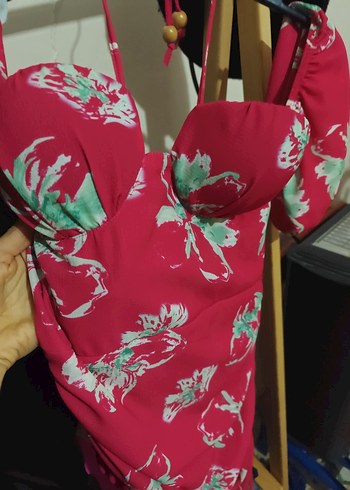 Pembe Straplez Desenli Hamile Bluzu - Görsel 3