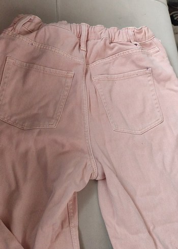 Kız çocuk pudra Pembe Keten Salaş Pantolon - Görsel 5