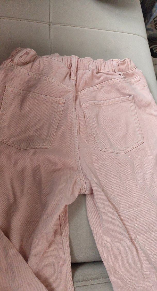 Kız çocuk pudra Pembe Keten Salaş Pantolon - Görsel 5