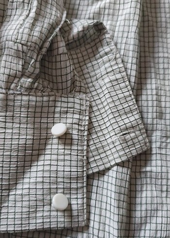 Yeşil kareli tesettüre de uygun  uzun 
gömlek - Görsel 4