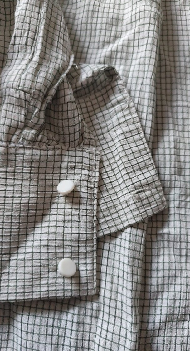 Yeşil kareli tesettüre de uygun  uzun 
gömlek - Görsel 4