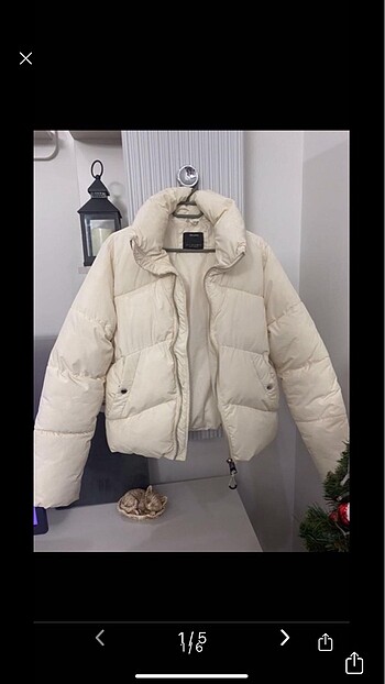 s Beden beyaz Renk Bershka şişme mont