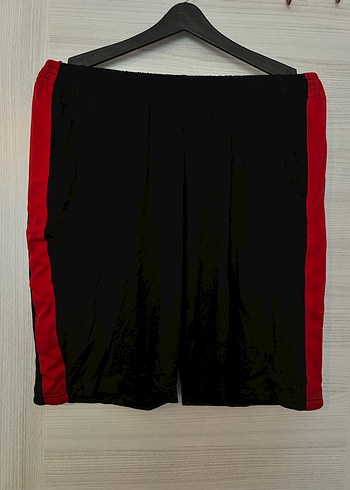 Kırmızı Siyah Erkek Spor Şortu Fermuarlı - Görsel 2