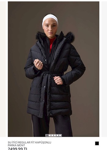 Kadın Siyah Kürklü Kapüşonlu Parka Mont - Görsel 2