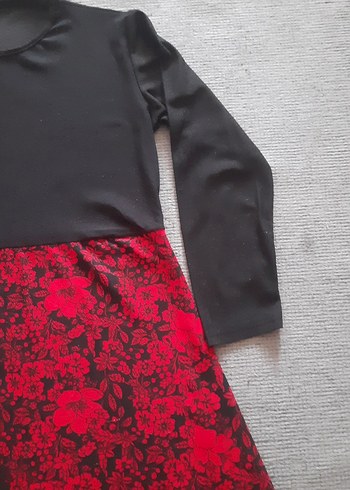 m Beden kırmızı Renk Uzun Kollu Kırmızı Siyah Gotik Elbise
