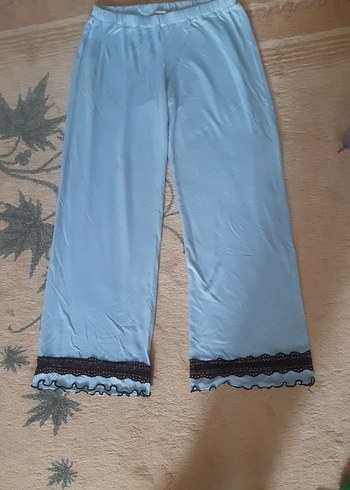 Kom Dantel Detaylı Mavi Midi Kadın alt pijama