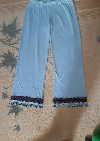 Dantel Detaylı Mavi Midi Kadın alt pijama