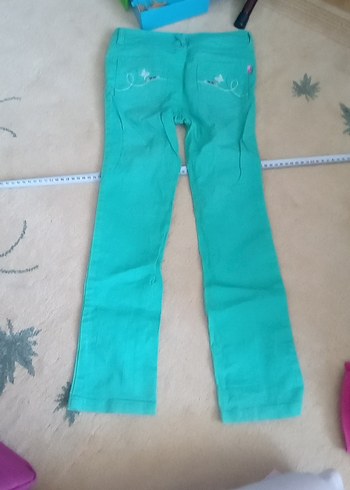 7 Yaş Beden yeşil Renk Kız Çocuk Denim Pantolon