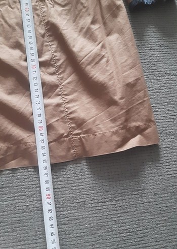 m Beden camel Renk kahverengi Düğmeli Midi Keten Kadın Trençkot