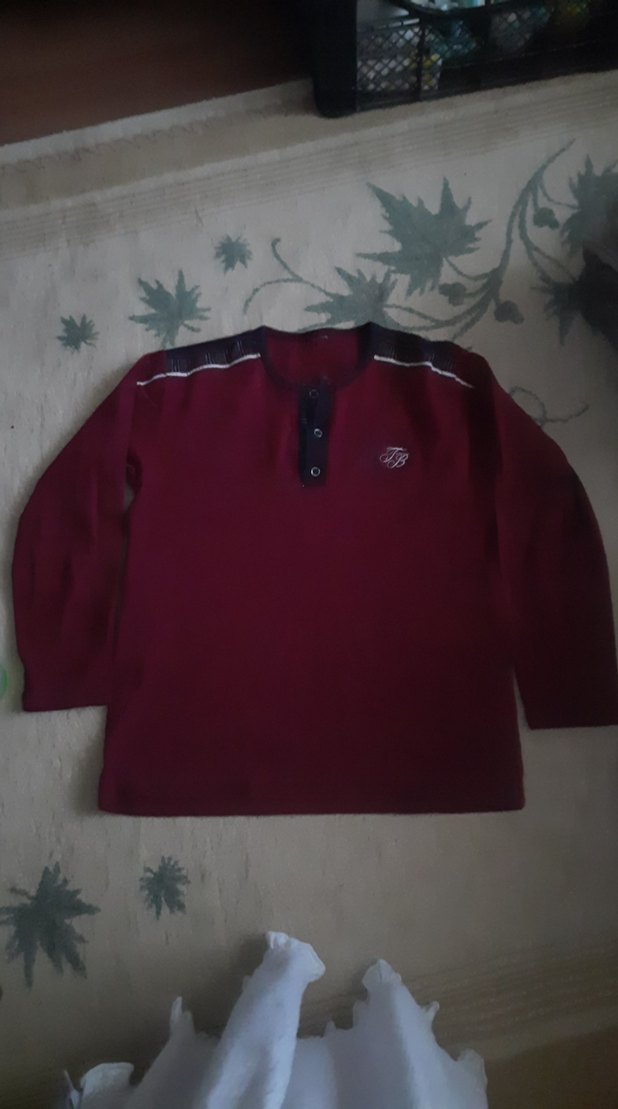 Bordo Düğmeli Erkek üst pijama - Görsel 2