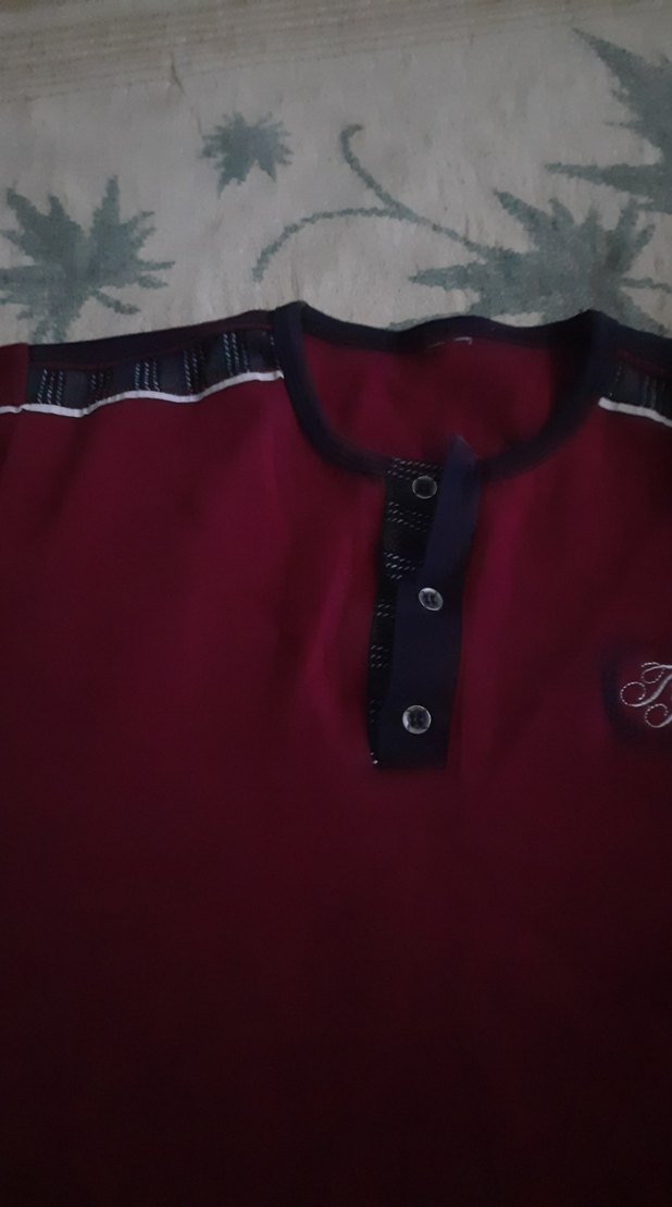 Bordo Düğmeli Erkek üst pijama - Görsel 4