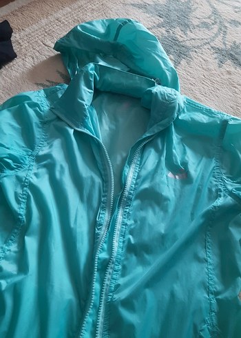 Turkuaz Parlak Kapüşonlu Kadın Ceket - Görsel 10