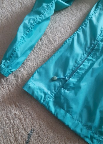 Turkuaz Parlak Kapüşonlu Kadın Ceket - Görsel 11