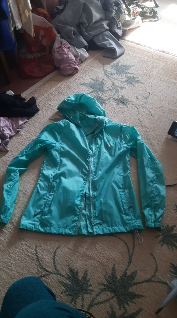 Turkuaz Parlak Kapüşonlu Kadın Ceket - Görsel 2