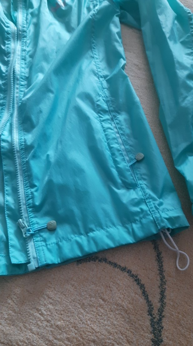 Turkuaz Parlak Kapüşonlu Kadın Ceket - Görsel 3