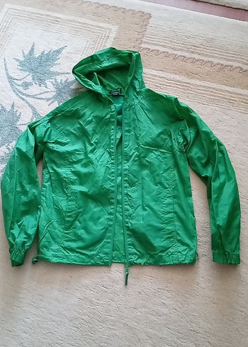 unisex Yeşil Kapüşonlu Rüzgarlık Mont - Görsel 2