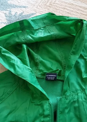 unisex Yeşil Kapüşonlu Rüzgarlık Mont - Görsel 5