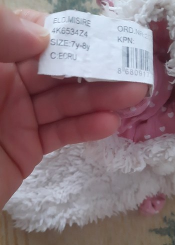 Nakışlı ekru renk Kız Çocuk eldiven - Görsel 7