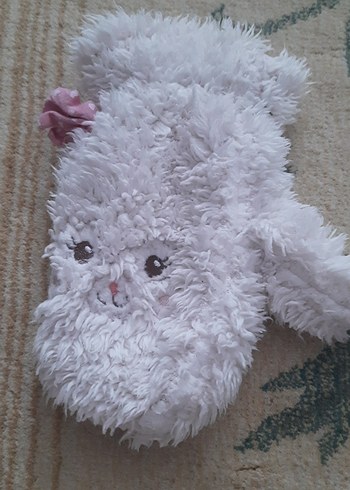 Nakışlı ekru renk Kız Çocuk eldiven - Görsel 4