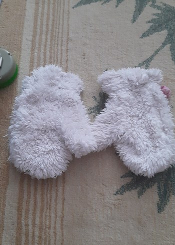 Nakışlı ekru renk Kız Çocuk eldiven - Görsel 5