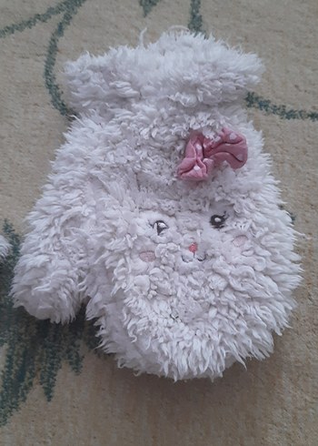 Nakışlı ekru renk Kız Çocuk eldiven - Görsel 3