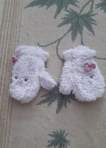 Nakışlı ekru renk Kız Çocuk eldiven - Görsel 2