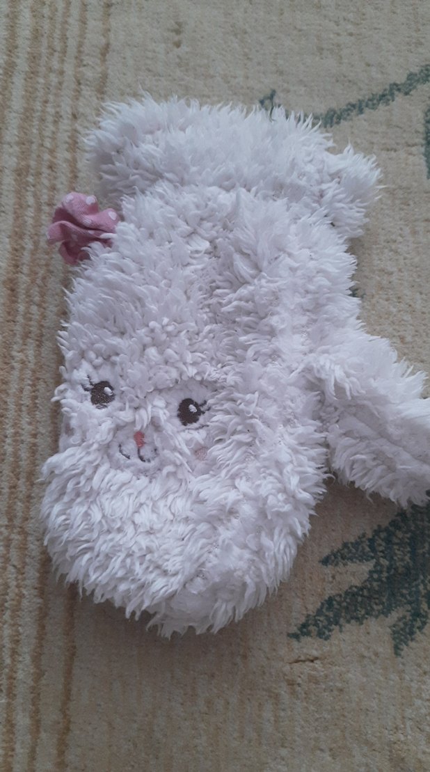 Nakışlı ekru renk Kız Çocuk eldiven - Görsel 4