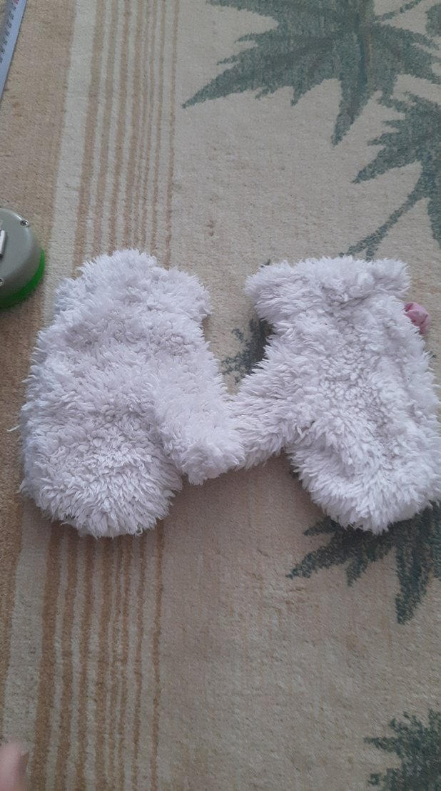 Nakışlı ekru renk Kız Çocuk eldiven - Görsel 5