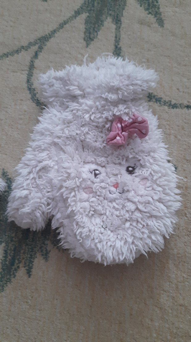 Nakışlı ekru renk Kız Çocuk eldiven - Görsel 3