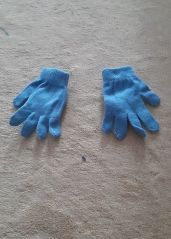 Kız Çocukları İçin Mavi Örgü Eldiven - Görsel 2