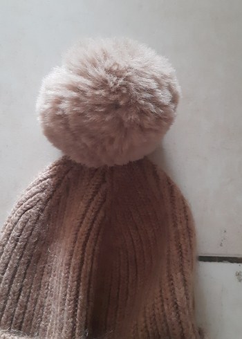 Beden camel Renk Kadın Bej Örgü Ponponlu Bere