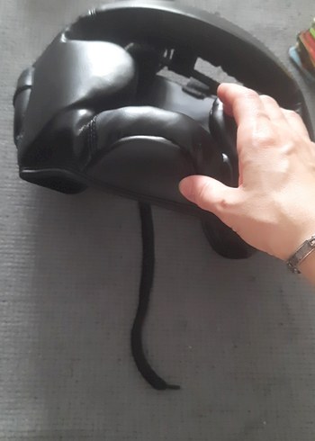 Siyah kickbox ya da box Deri Biker Kask - Görsel 7