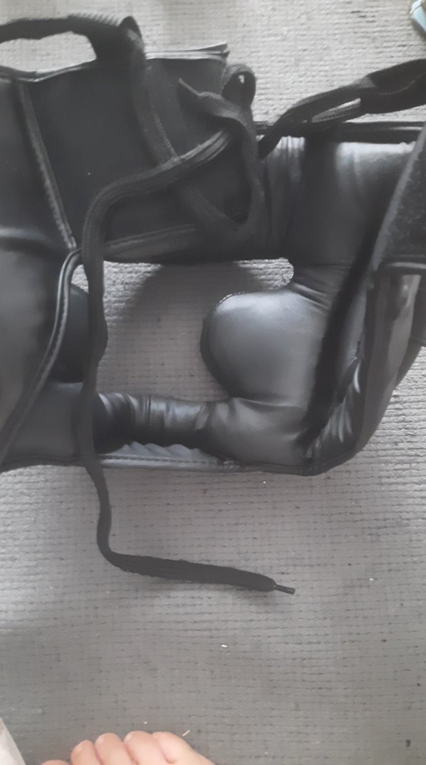 Siyah kickbox ya da box Deri Biker Kask - Görsel 4