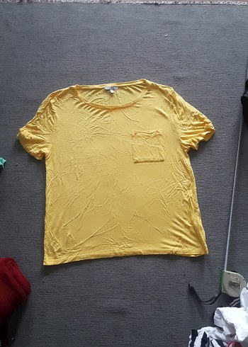 Sarı Kısa Kollu Basic Kadın Tişört