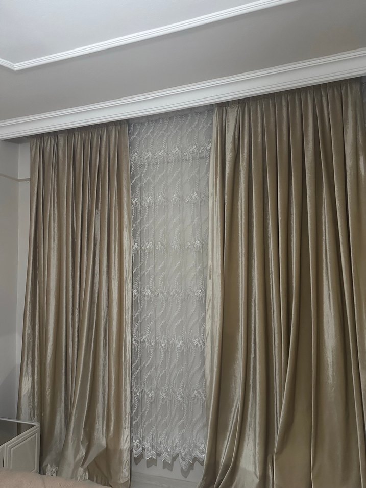 Modern Klasik Bej Nakışlı Perde - Görsel 3