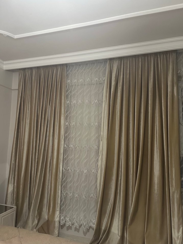 Modern Klasik Bej Nakışlı Perde - Görsel 2