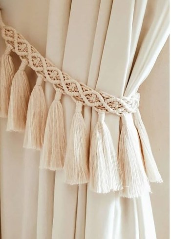 Bej Nakışlı Bohem Perde tutucu - Görsel 3