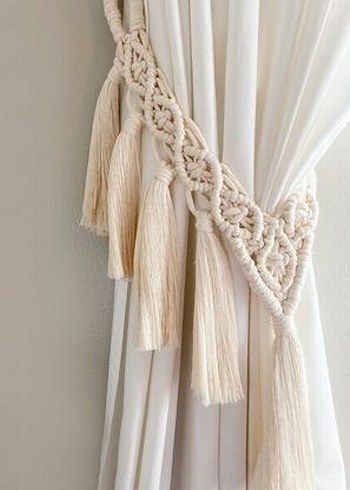 Bej Nakışlı Bohem Perde tutucu - Görsel 4