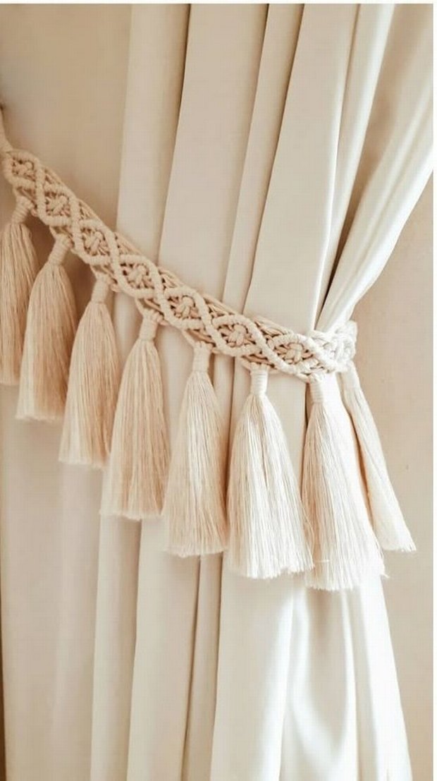 Bej Nakışlı Bohem Perde tutucu - Görsel 3