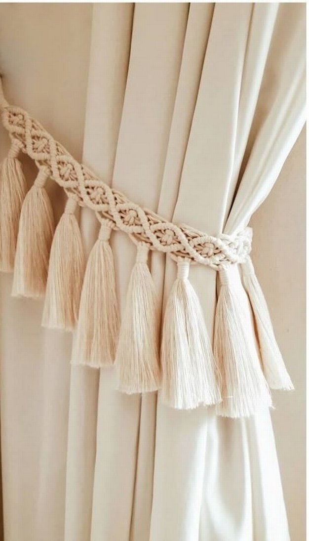 Bej Nakışlı Bohem Perde tutucu - Görsel 2