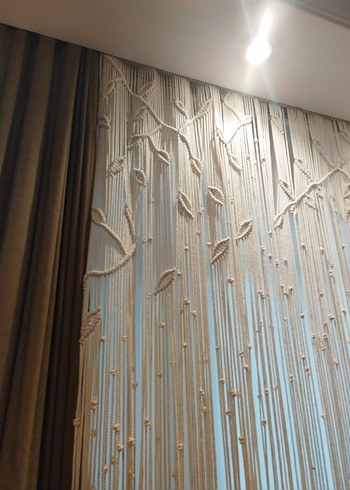 El emeği makrome Bej Nakışlı Bohem Perde - Görsel 11