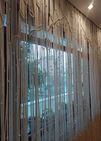 El emeği makrome Bej Nakışlı Bohem Perde - Görsel 2