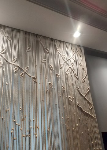 El emeği makrome Bej Nakışlı Bohem Perde - Görsel 9