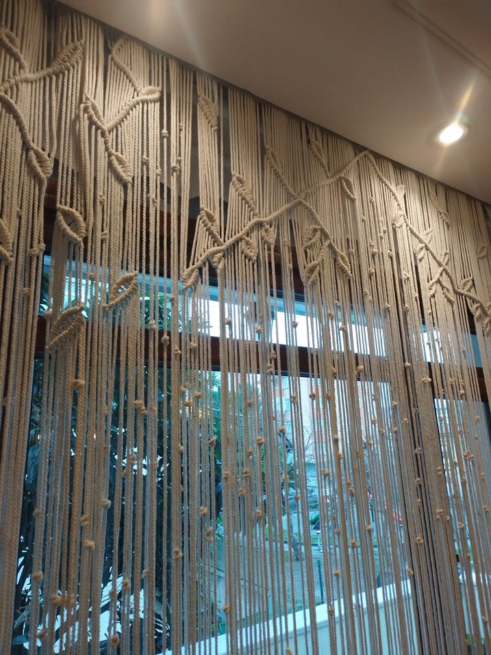 El emeği makrome Bej Nakışlı Bohem Perde - Görsel 5