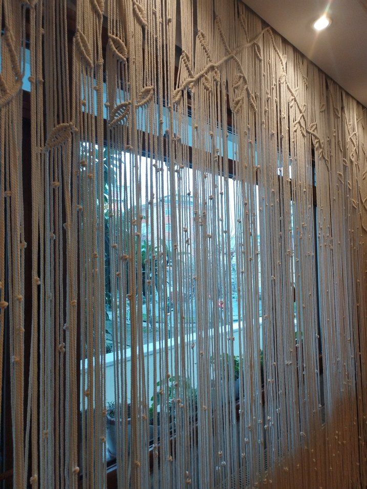 El emeği makrome Bej Nakışlı Bohem Perde - Görsel 2