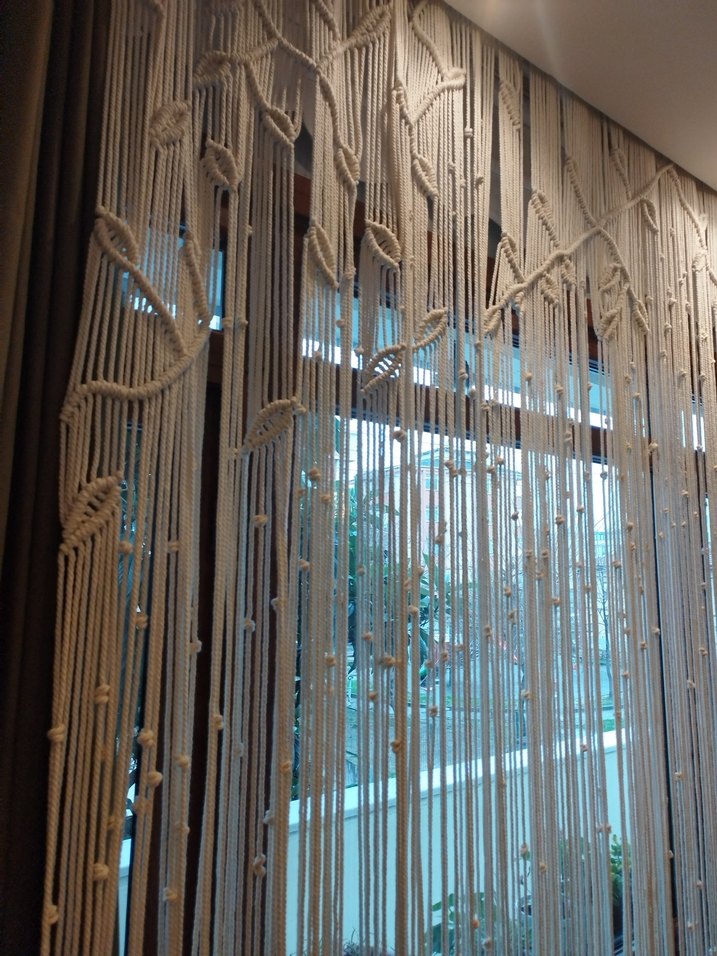 El emeği makrome Bej Nakışlı Bohem Perde - Görsel 3